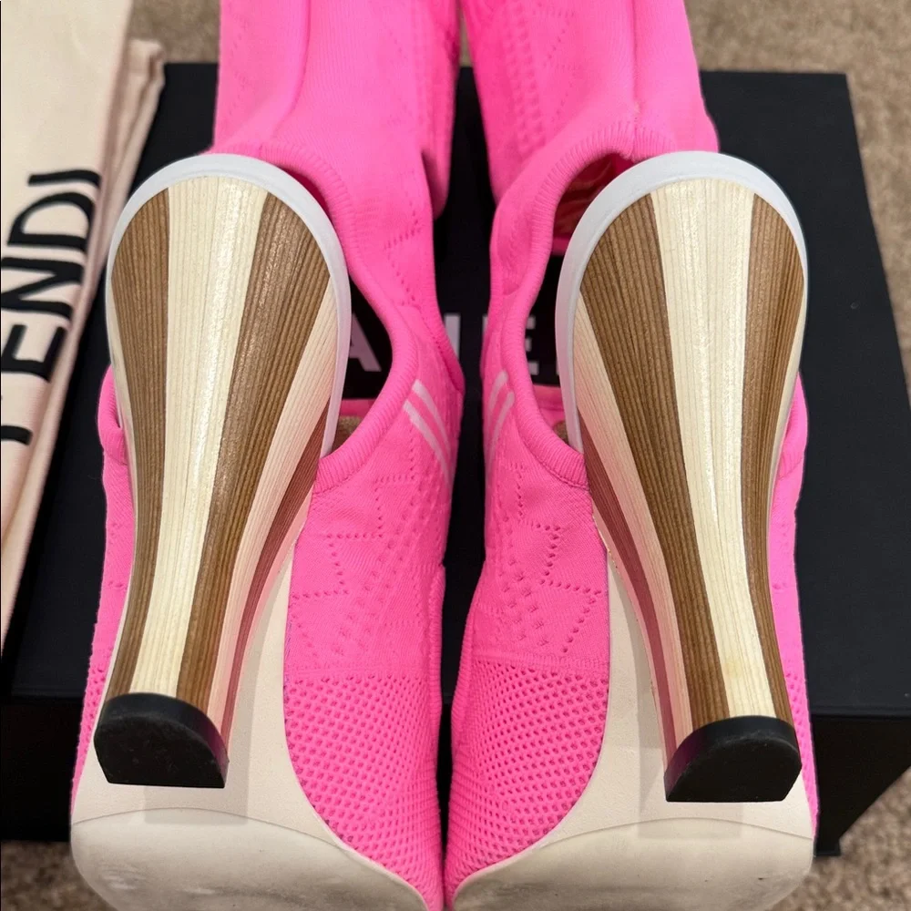 Fendi Pink Mesh Sock Heels – Size 37 – Worn Once